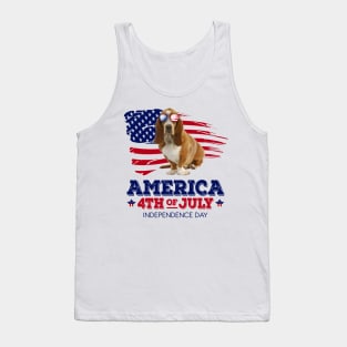 Basset Hound Flag USA - America 4th Of July Independence Day Tank Top